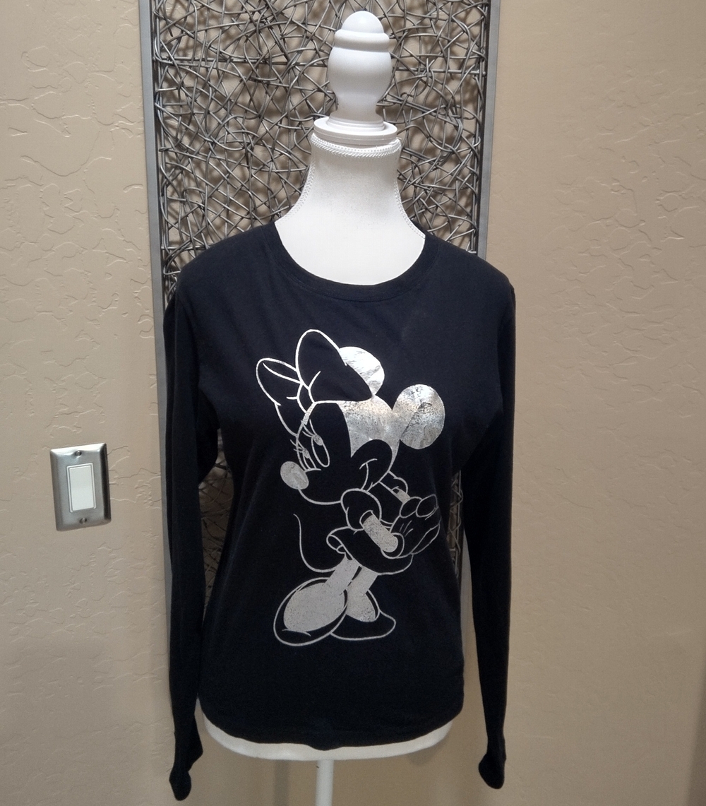 Walt Disney Classic Collection Black Foil Minnie Mouse Graphic Long-Sleeve Top